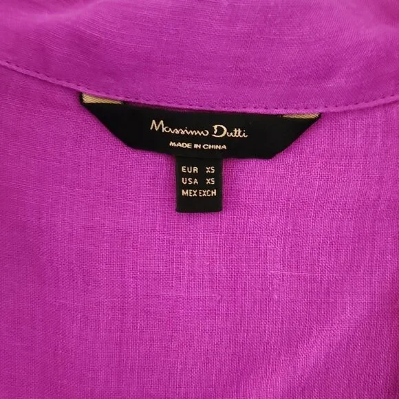 *SOLD* NWT MASSIMO DUTTI | Oversized Ramie Shirt Button Down Purple Sz XS - Picture 3 of 6